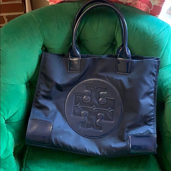 Tory Burch Ella Patent Tote Bag Navy